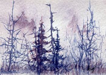Weathered Wood Peg Ginsberg Blue Mounds WI watercolor